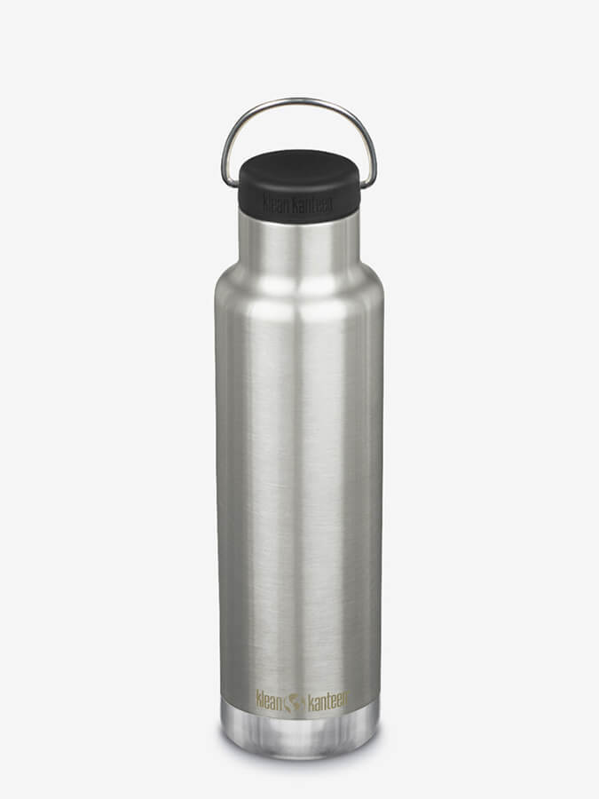 Klean Kanteen Vacuum Insulated 592ml Classic Bottle With Loop Cap Brushed Stainless