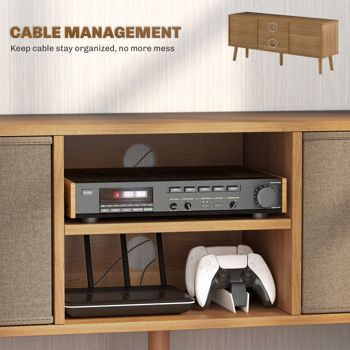 Modern TV Cabinet Stand w/ Shelves & Drawers, Bedroom