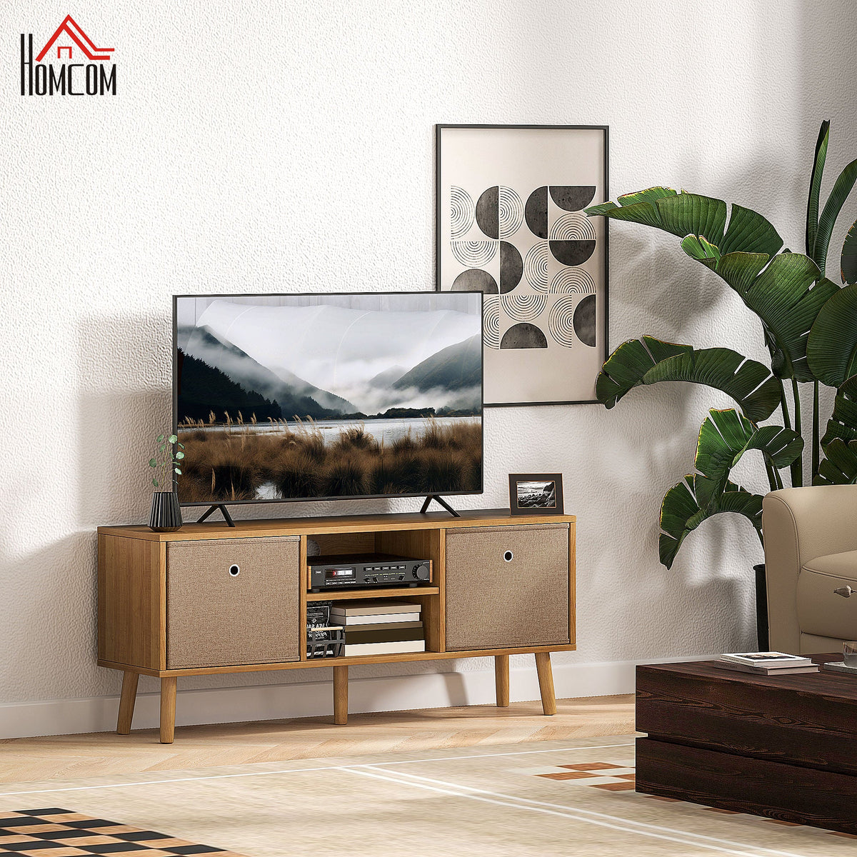 Modern TV Cabinet Stand w/ Shelves & Drawers, Bedroom