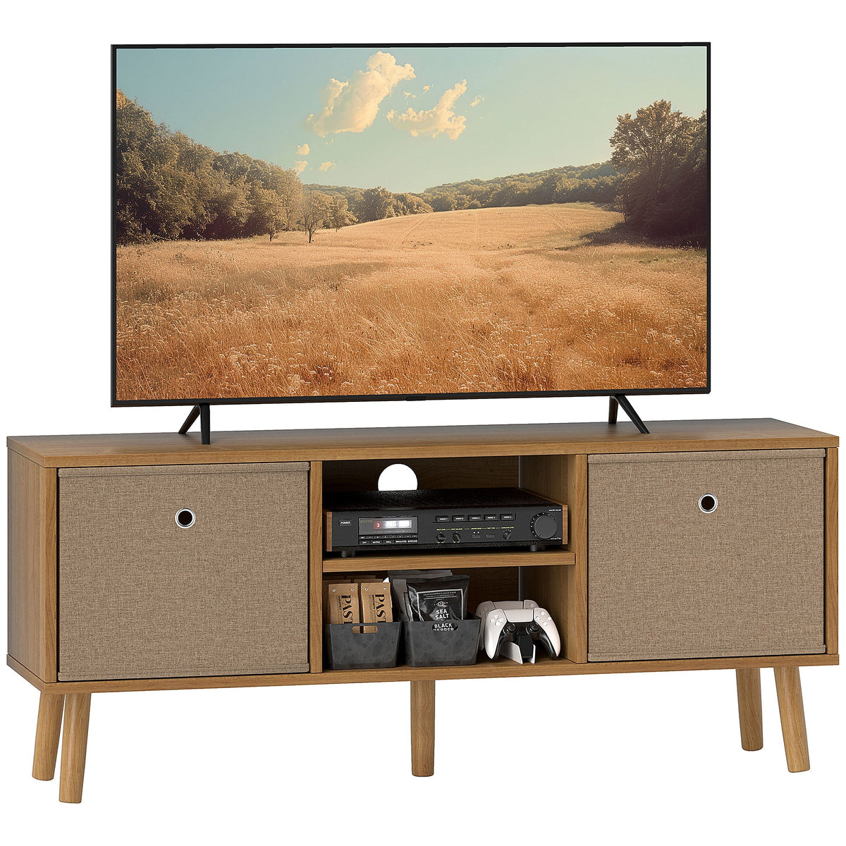 Modern TV Cabinet Stand w/ Shelves & Drawers, Bedroom
