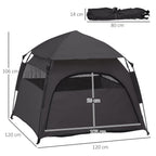 Foldable Dog Cat Tent with Waterproof Oxford Cloth, Carry Bag, Grey