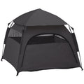 Foldable Dog Cat Tent with Waterproof Oxford Cloth, Carry Bag, Grey