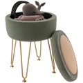 5L Velvet Footstool with Removable Lid for Bedroom Green