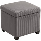 Storage Ottoman Bench, Corduroy Footstool with Removable Lid and Legs, Grey Grey