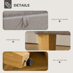 30L Linen Storage Ottoman Padded Footstool with Rubberwood Legs, Light Grey