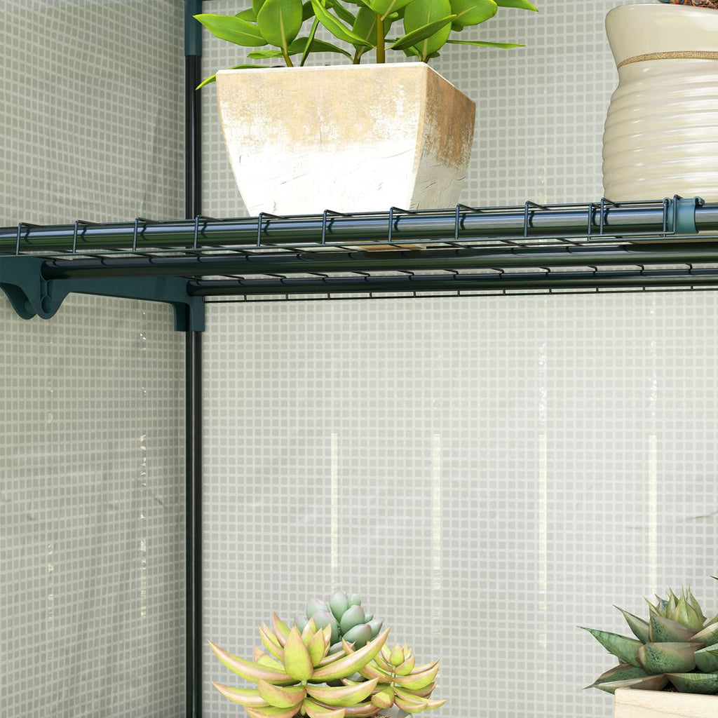 4 Tier Lean-to Mini Greenhouse with Reinforced PE Cover