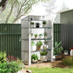 4 Tier Lean-to Mini Greenhouse with Reinforced PE Cover