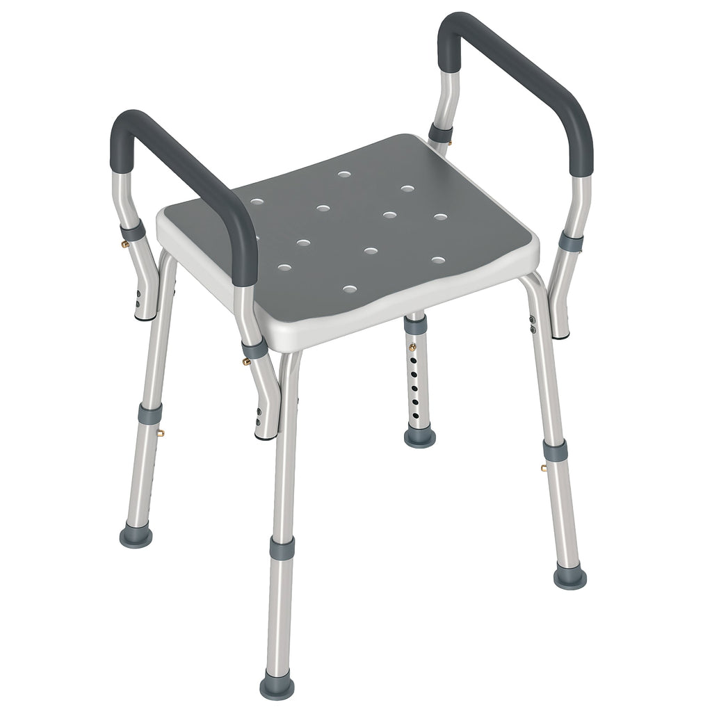 Rust-Free Aluminium Bath Chair with Adjustable Height, Grey