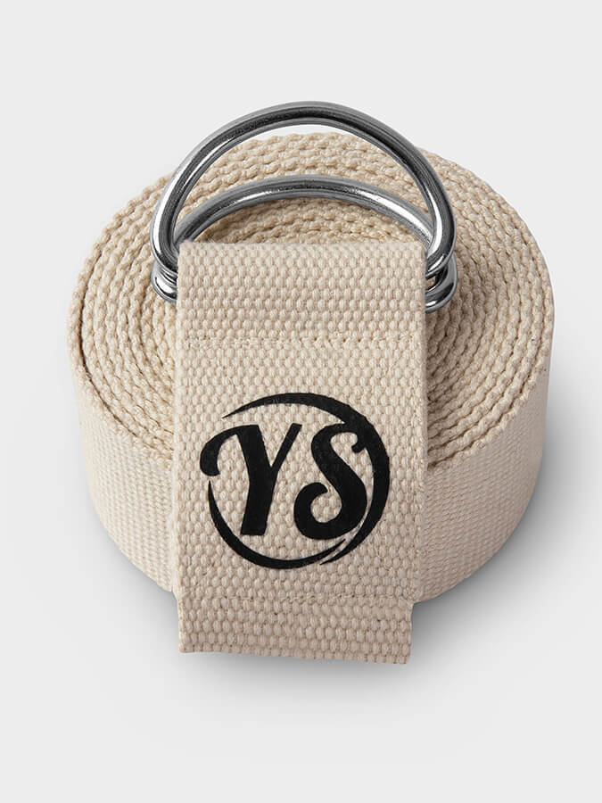 GOTS Organic Cotton D-Ring 2.5m Yoga Belt Strap Ecru