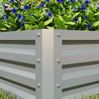 Set of 2 Raised Garden Bed Galvanised Planter Box, Light Grey