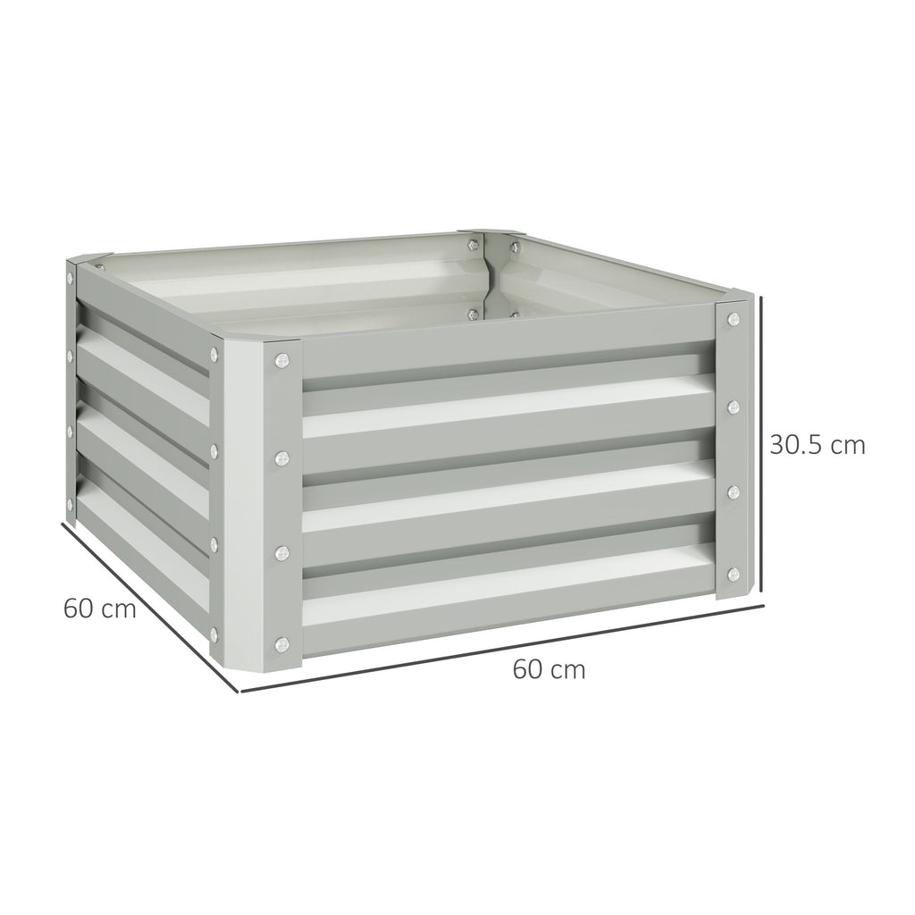 Set of 2 Raised Garden Bed Galvanised Planter Box, Light Grey