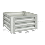 Set of 2 Raised Garden Bed Galvanised Planter Box, Light Grey