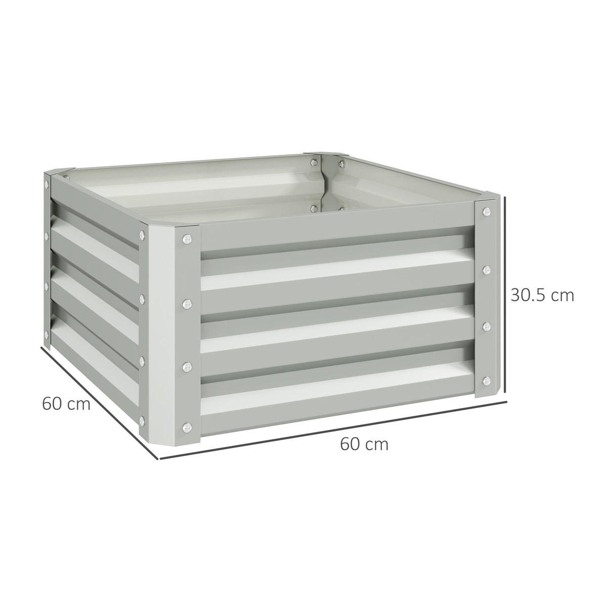 Set of 2 Raised Garden Bed Galvanised Planter Box, Light Grey