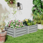 Set of 2 Raised Garden Bed Galvanised Planter Box, Light Grey