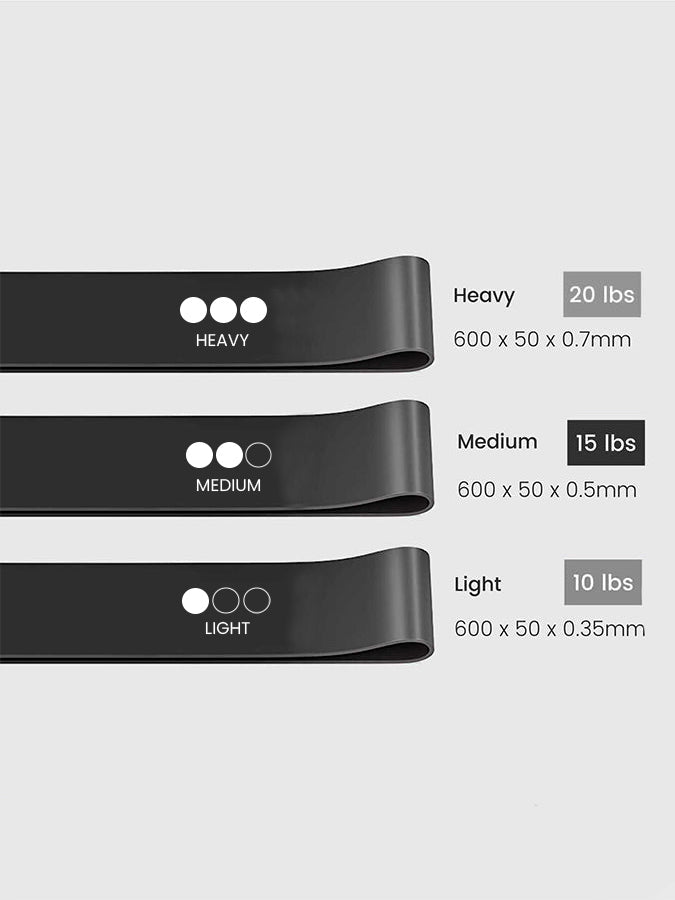 Yoga Studio Resistance Black Loop Bands - 3 Pack Inc Bag